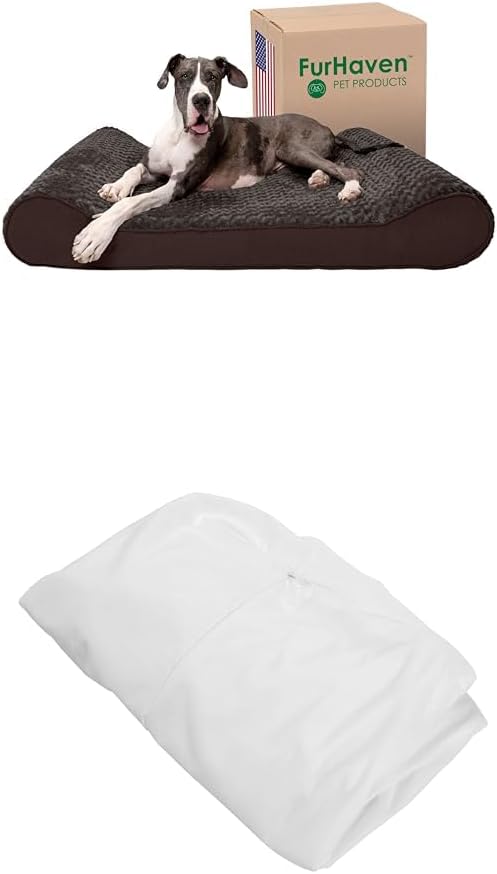 Furhaven Dog Bed Luxe Lounger Chocolate, Giant/XXXL W/Same Size Waterproof Liner