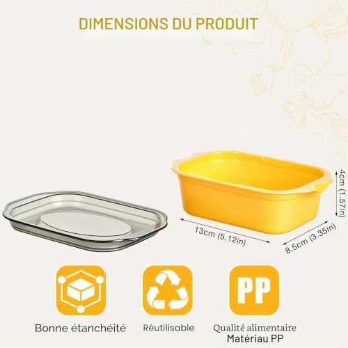 Cozary 10pcs Boîte de Conservation Rectangulaire, 200ml Boîtes Congélation avec Couvercles, Empilables, Micro-Ondes et Lave-Vaisselle, Boîtes Hermétiques pour Congélation (5 Jaunes + 5 Vertes) – vue 2