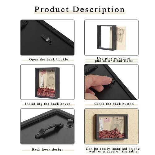 Image of Shadow Box Frame 8x10 Shadow Box Display Case with Linen Back of Awards Memorabilia Flower, Pictures, Keepsakes、Bouquet、Medals and More Photos Memory Box Black