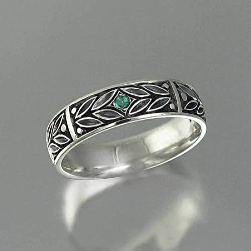 Vintage Jewelry Irish Celtic Knot Ring Band Marquise Leaf with Emerald CZ Zircon Wedding Band Ring US Size 6-10 (US Size 10)4