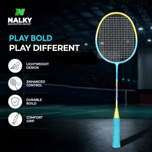 Image of Wide Body Aluminium Badminton Racket Set of 2 for Men & Women | Racquets with High Tension Strings | Indoor & Outdoor Racket with Carry Bag