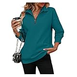 BQLFPOIHP Wholeentire Womens Zip-Up Dropped Shoulder Sweatshirt, Half Zip Long Sleeves Pullover Drop Sweatshirt(Dark green,S)