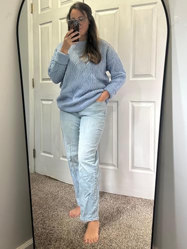 Aelfric Eden Oversized Sweater 90s Vintage Cable Knit Long Sleeve Women Heavy Crewneck Pullover Blue — view 3