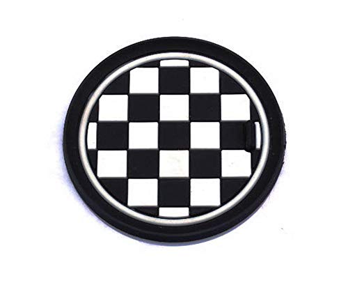 image for iJDMTOY (2) 73mm Checker Pattern Silicone Cup Holder Coasters Compatib