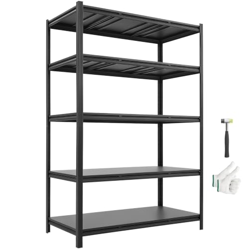 Image of VEVOR Storage Shelves, 5-Tier Adjustable, 3000 lbs Capacity, Heavy Duty Garage Storage Shelving Unit, Metal Utility Rack Shelf, for Garage Workshop Warehouse Basement, 48.43 inch W x 24.53 inch D x 71.38 inch H