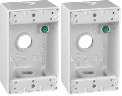 Image of Sigma Engineered Solutions, White Count (Pack of 2) Sigma Electric 14250WH 1 /2-Inch 3 Hole 1-Gang Box