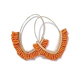 Beaded Dangle Earrings – V-shaped Beaded Earrings Statement Beaded Drop Fringe Earrings, Boho Handma