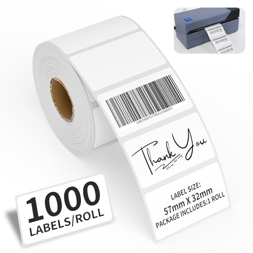 FungLam 1 rollo 1000 etiquetas autoadhesivas pegatinas 57mm X 32mm etiquetas de blanco etiqueta rectangulares escritas en notas para marcar pegatinas de latas de alimentos para catering