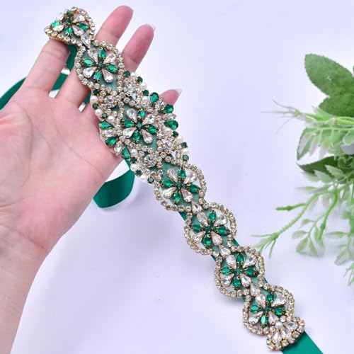 ECYC Ltd Crystal Rhinestone Wedding Dress Belt Emerald Green Rhinestone Bridal Belt Sashes Bridesmaid Dress Belt3