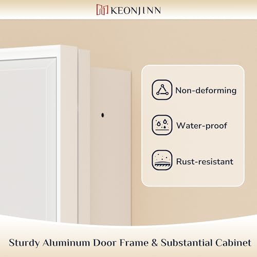 Image of Keonjinn 24 inch x 30 inch White Bathroom Medicine Cabinets with Mirror, Aluminum
