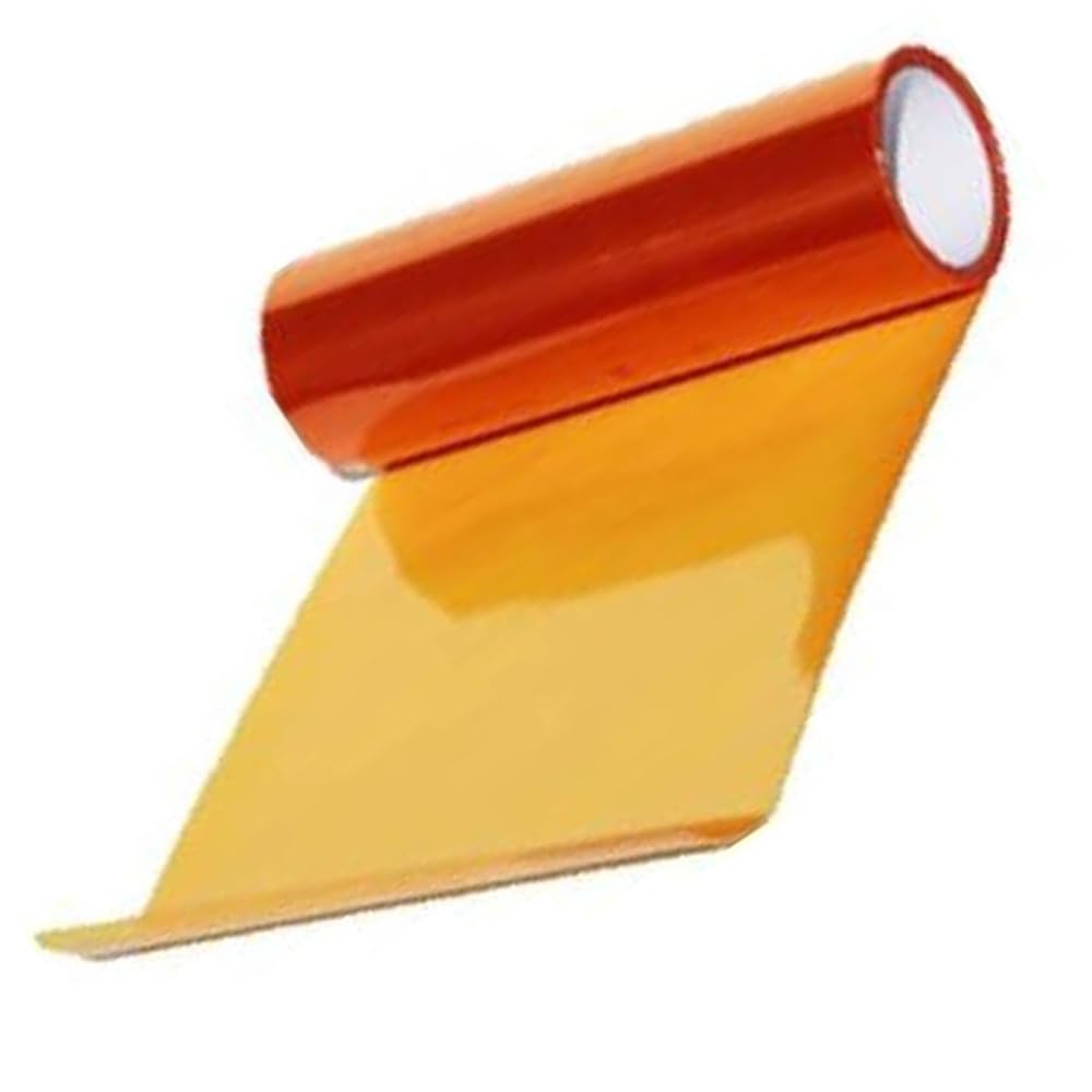 Vinilo para Faros Naranja 30 x 100 cm, Lámina de Colores para Faros, Película Protectora Adhesiva para Faros Delanteros, Pilotos Traseros y Luz Antiniebla, Compatible con Coche, Moto, Camión