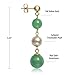 Belacqua Natural Green Jade Round White Cultured Freshwater Pearl Drop Earrings in 14K Yellow Gold, Pushback, Length- 1.25 Inches, Fashion Jewelry for Women, Gift Box Included