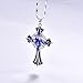 Merthus Cross Necklaces for Women, Black Finished 925 Sterling Silver Pendant Necklace Created Blue Sapphire CZ Celtic Cross Jewelry Necklace Trendy Gifts 18