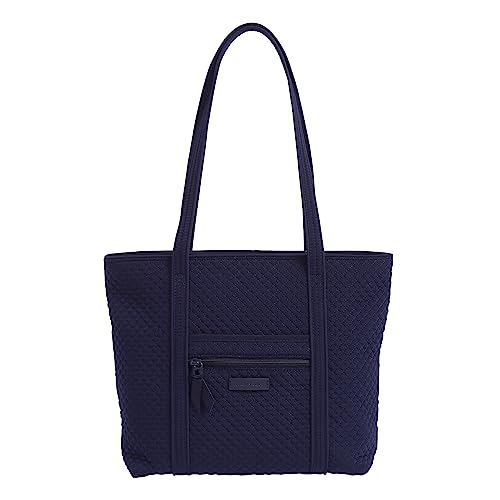 Vera Bradley Women’s Microfiber Small Vera Tote Bag, Navy, One Size
