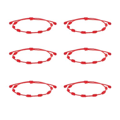 6 uds 7 Chakras Roja Original Contra el Mal de Ojo y Proteccion Mala energia Hecha a Mano de Hilo Rojo, Ajustable Amuleto Contra el Mal de Ojo y la Envidia Da Suerte, Unisex