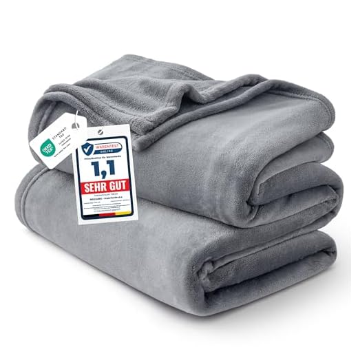 Amazon Basics Spannbetttuch, Mikrofaser, Dunkelgrau, 180 x 200 x 30 cm 4 BEDSURE Sofaüberwurf Decke Kuscheldecke grau - groß Couch Überwurf Sofa weich und warm, Sofadecke 230x270 cm als Couchdecke Überwurf Bett