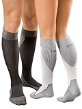 JOBST 7528913 Sport Compression Socks, 15-20 mmHg, Knee High, X-Large, Black/Grey Blue/Grey