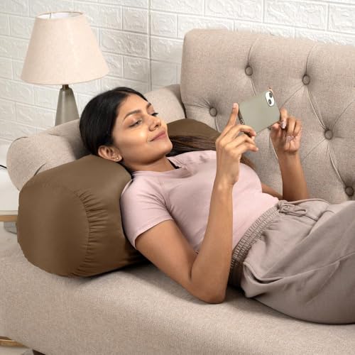 Image of Wakefit Soft Bolster Pillow | Set of 2 | 25x10 Inch | Hollow Fiber Filling & 100 GSM Peach Finished Fabric | Machine Washable Pillow | for Bed, Sofa & Diwan | Brown