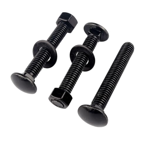 Image of 8 Sets 5 /16-18 x 3 inch Carriage Bolts Screws Round Head Square Neck and Hex Nuts, Flat Washers 304 Stainless Steel 18-8 Full Thread, Black
