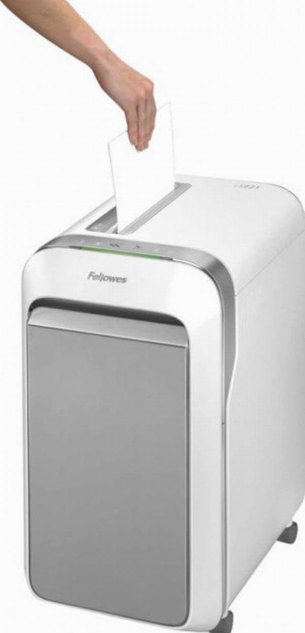Fellowes distruggi documenti a microframmento LX221, 20 fogli, per piccolo ufficio, da 3 a 5 utenti, distruggidocumenti con tecnologia Intellibar, 100% anti inceppamento e Safesense, bianco