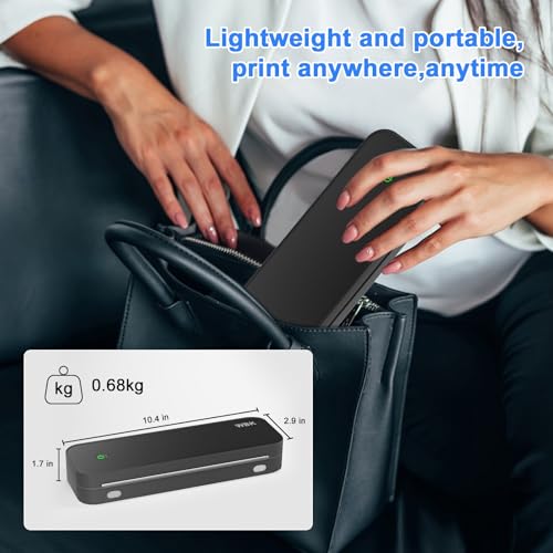 wbk® Impressoras portáteis sem fio para viagens, impressora térmica sem tinta, suporta 21,6 cm x 27,