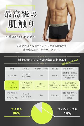 バロット ボクサーパンツ メンズ 下着 吸水速乾 シルキーフィール アンダーウェア 3枚組 の商品画像 2