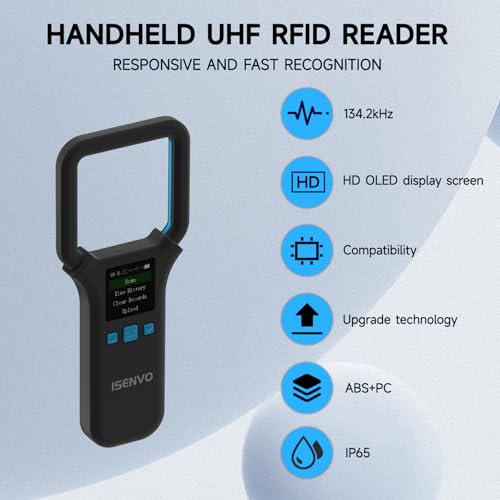 ISENVO AR190E Bluethooth Scanner de microchip para animais de estimação, leitor de animais RFID port