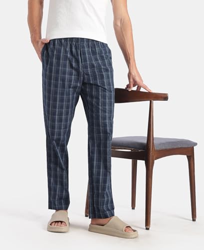 Image of Jockey 9009 Men Super Combed Cotton Woven Fabric Regular Fit Checkered Pyjama with Side Pockets