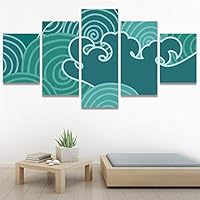 SIGNWIN 5 Panel Canvas Wall Art Modern Art Decorative Elements Fun Geometric Mixed Media Multicolor Patterns for Home Decorations Ready to Hang - 60
