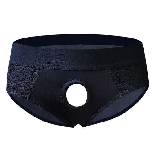 renvena Strap On Ropa Interior Arnés Lencería Consolador Slip Calzoncillos Hipster Adultos Hombres Mujeres Sexo Juguetes para Parejas, B negro., L