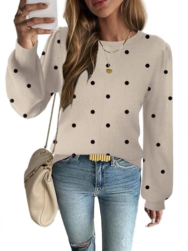 Zeagoo Womens Sweaters Fall 2025 Dressy Casual Long Sleeve Shirts Ribbed Knit Winter Outfits Puff Pullover Jumper Tops2