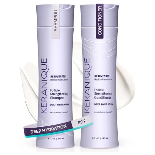 Keranique Deep Hydrating Shampoo and Conditioner Set for Hair Growth and Thinning Hair | Keratin Hair Treatment | Keratin Amino Complex, Free of Sulfates, Dyes and Parabens, 8 Fl Oz