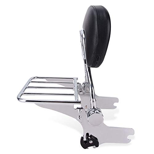 image for Oumurs Adjustable Passenger Backrest Pad Sissy Bar Luggage Rack For Ha