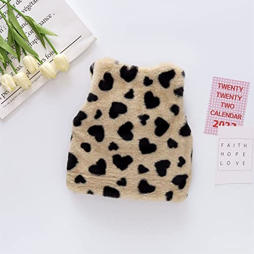 Girls Faux F𝐮r Cute Bow Vest Heart Print Fleece Lined Sleeveless Waistcoats Kids Plush F𝐮r Trendy Winter Coats2