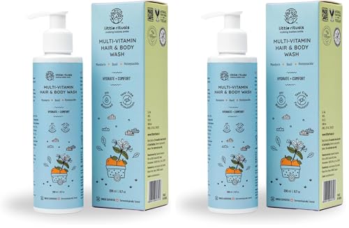 Image of Little Rituals Baby Multi-Vitamin Body & Hair Wash - Tear Free + pH 5.5. Formulated with the best plant botanical - HONEYSUCKLE, BASIL, MANDARIN. Natural, Organic, Dermat tested, SWISS Technology (200ml)