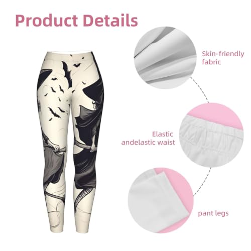 Leggings de bruja volando para mujer mallas elásticas opacas 7