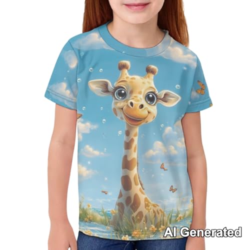Image of Xhuibop Giraffe Shirts for Boys 13-14 Funny Graphic Crewneck Sweatshirts Unisex Short Sleeve T Shirts for Teens Breathable Tshirts Shirt Basic Casual Tops Comfortable Summer Outfits for Travel