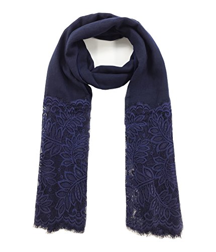 Women Lightweight Fashion Lace Scarf Winter Wrap Shawl Gzcvba Soft Evening Coverup (Navy)