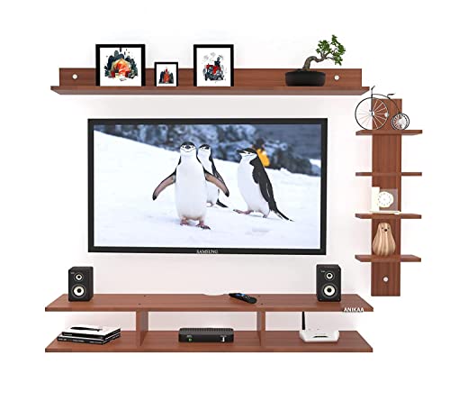 Image of Anikaa Sunray Engineered Wood Wall Mount TV Unit /TV Stand /Wall Set Top Box Stand /TV Cabinet /TV Entertainment Unit (Walnut)(Ideal for Upto 50 inch)(D.I.Y)
