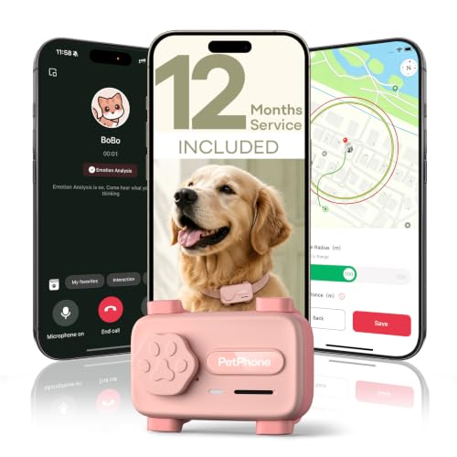 AI搭載スマートフォンペット、犬、猫用GPSトラッカー、ライブバーチャルフェンス。
