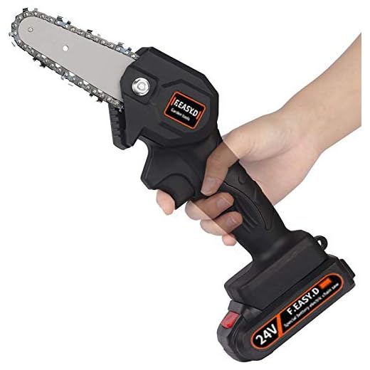 4-Inch 24V Cordless Handheld Chainsaw, Electric Portable Chainsaw Lithium-iON for Tree Branch Wood Cutting