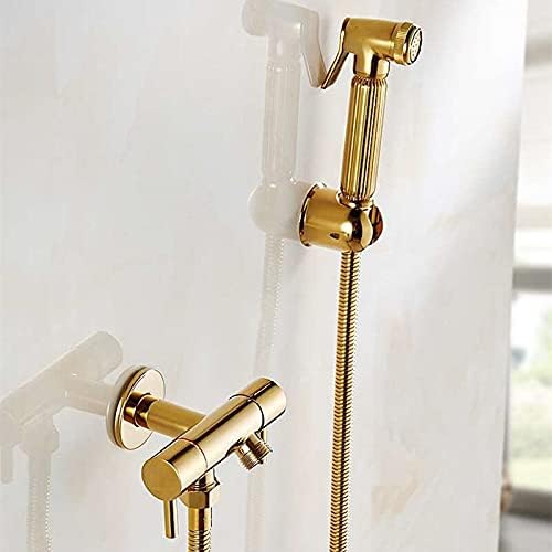 Brass Bidet Shower Only Cold Water Shower Mixer with Hose Handheld Bidet Sprayer for Toilet Chrome Gold Wall Mixer Classic, FXQ002-G