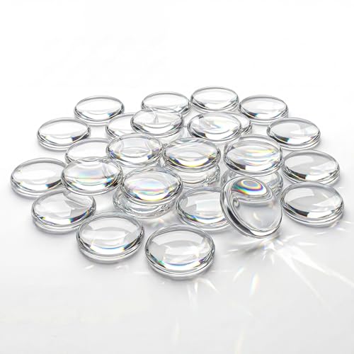 Eunenete 55 Pieces 1 Inch/25mm Round Clear Glass Dome Cabochons, Non-Calibrated Round for Jewelry Making,Photo Cameo Pendants, Necklaces DIY Crafts