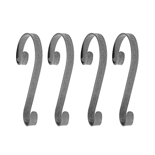 Haute Decor Stocking ScrollsÂ® Stocking Hanger - 4 Pack Holly Embossed (Pewter)