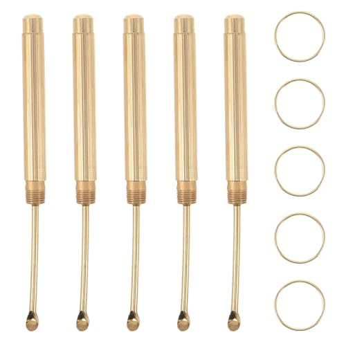 GARVALON 5 Piezas Limpiadores de Oídos de Metal Portátiles con Llaveros Cucharillas Suaves para Retirar Cera Herramientas Compactas para Viaje y Uso Casa