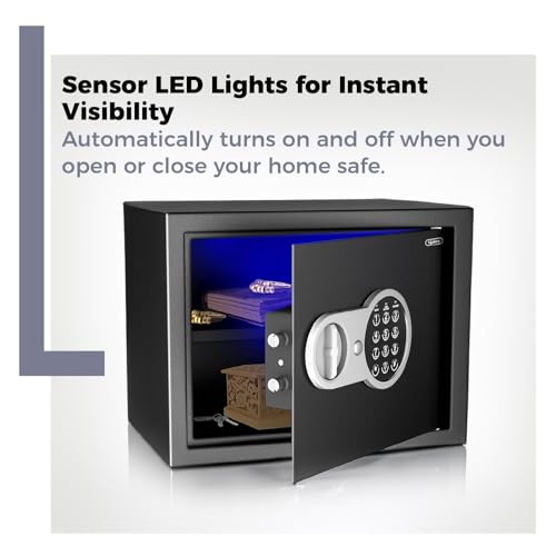 Lifelong 22 L Carbon Steel Digital Safe Locker Box For Home & Office | Inbuilt LED Light | Essential Smart Home Locker for Gold, Jewellery, Cash | Tijori Box, Wardrobe Compatible, 1 Yr Warranty, Black