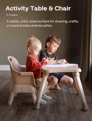 HARPPA 6 in 1 Baby High Chair, Convertible Infant Feeding Chair for Babies & Toddlers Table, Dining Booster Seat with Removable Tray, Khaki - Thumbnail 6