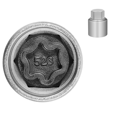 523 Wheel Locking Nut Key Compatible with VW VAG Volkswagen, Socket OD 28mm - ID 25mm, Wheel Lock Nut Socket Adapter, Anti-Theft Lug Nut Removal Tool, Anti-Theft Screw Remover