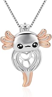 LGSY Sterling Silver Pink Axolotl Pearl Cage Pendants for Women