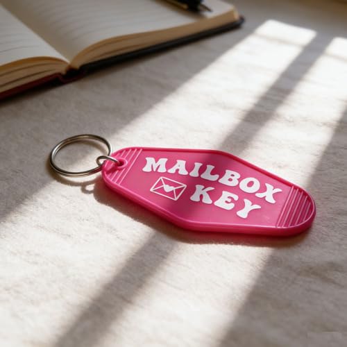 Image of Mailbox Key Keychain Black Mail Key Ring Motel Key Chain